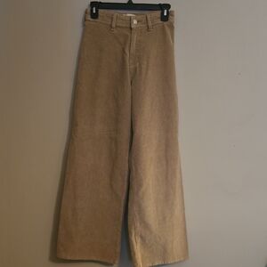 New Universal Thread Women's Size 0 Tan Camel Corduroy Trouser Wide Leg‎ Pants